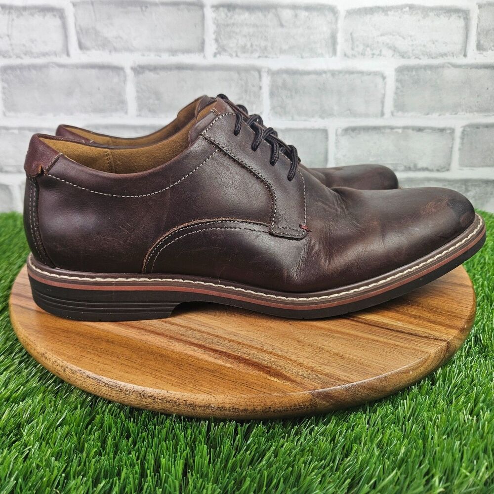Florsheim Shoes Mens 10 W Brown Leather Norwalk Plain Toe Oxford Comfortech
